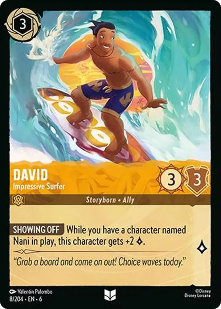 David - Impressive Surfer (8/204) [Azurite Sea] - Lorcana Single