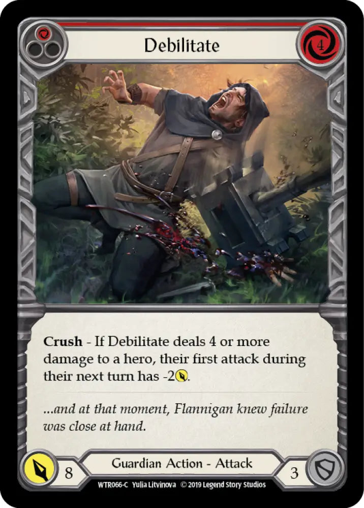 Debilitate (Red) [Welcome to Rathe 1st Edition] Alpha Print Rainbow Foil - Flesh And Blood Single