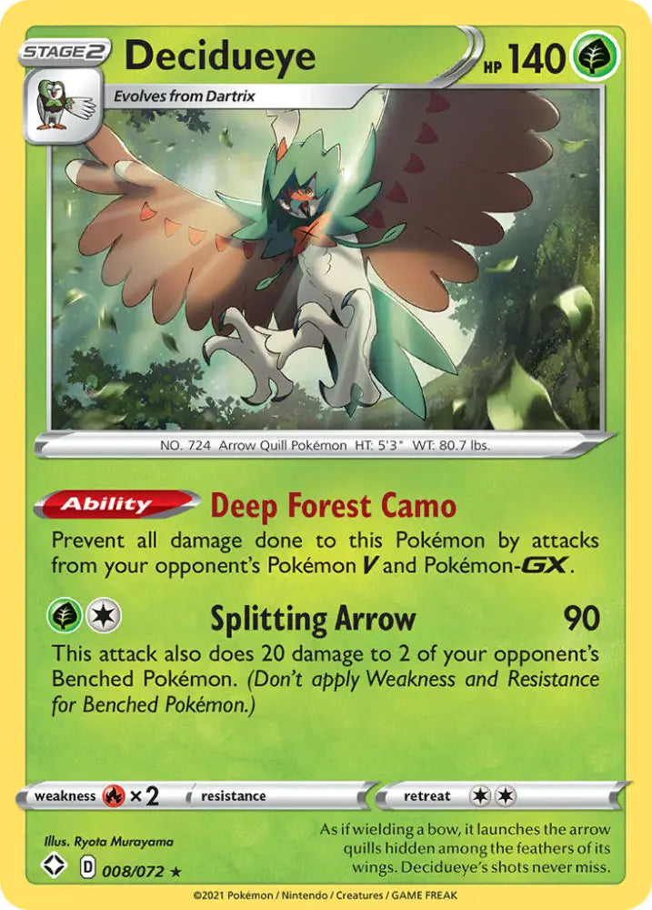 Decidueye (008/072) [Sword & Shield: Shining Fates] - Pokemon Single