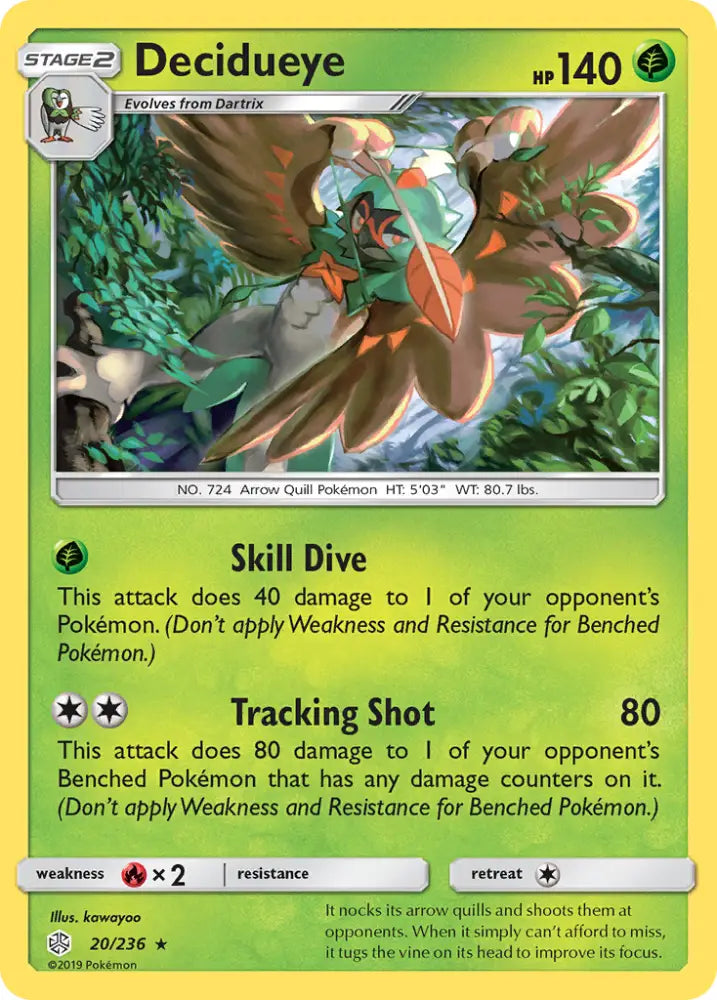 Decidueye (20/236) [Sun & Moon: Cosmic Eclipse] - Pokemon Single