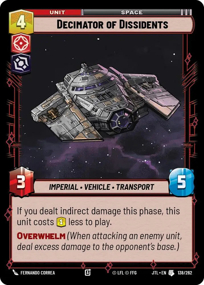 Decimator of Dissidents (138/262) [Jump to Lightspeed] - Star Wars: Unlimited Single