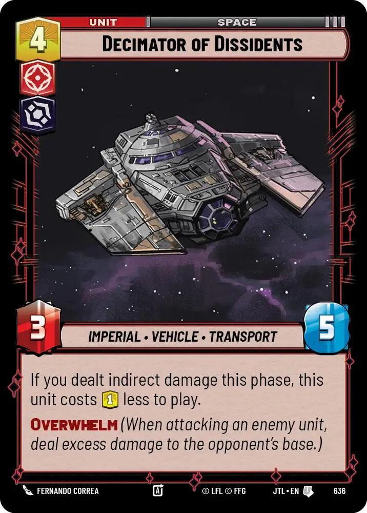 Decimator of Dissidents (Foil) (636) [Jump to Lightspeed] - Star Wars: Unlimited Single