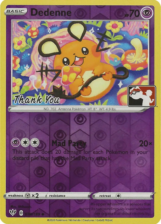 Dedenne (078/189) (Thank You Promo) [Sword & Shield: Darkness Ablaze] - Pokemon Single