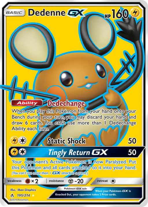 Dedenne GX (195/214) [Sun & Moon: Unbroken Bonds] - Pokemon Single