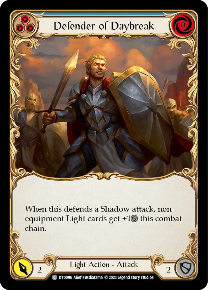 Defender of Daybreak (Blue) [Dusk Till Dawn] Rainbow Foil - Flesh And Blood Single