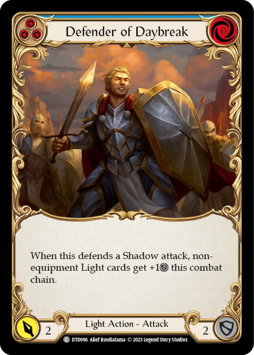 Defender of Daybreak (Blue) [Dusk Till Dawn] Rainbow Foil - Flesh And Blood Single