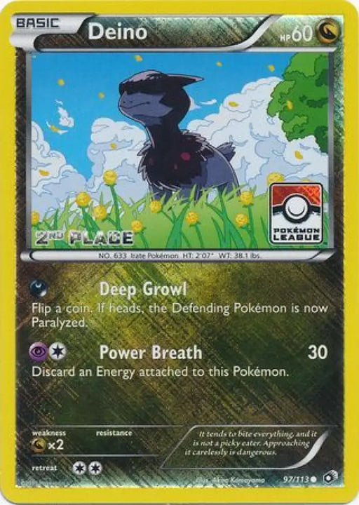Deino (97/113) (League Promo 2nd Place) [Black & White: Legendary Treasures] - Pokemon Single