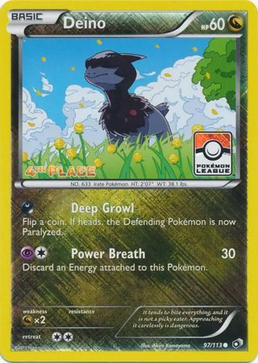 Deino (97/113) (League Promo 4th Place) [Black & White: Legendary Treasures] - Pokemon Single