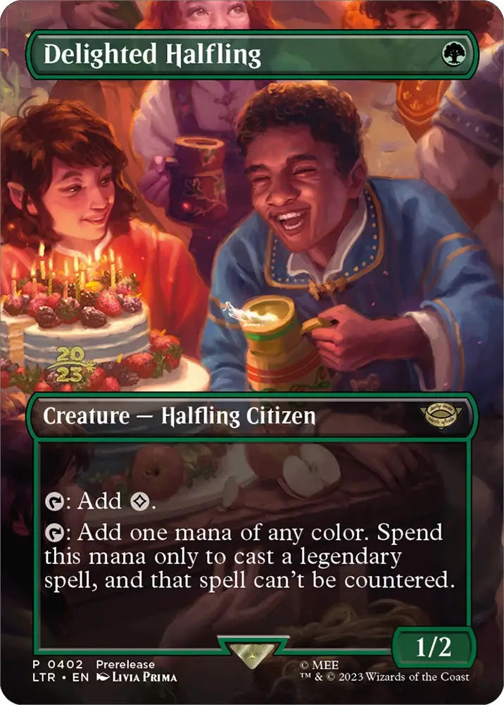 Delighted Halfling (402) [The Lord of the Rings: Tales of Middle-Earth Prerelease Promos] - MTG Single