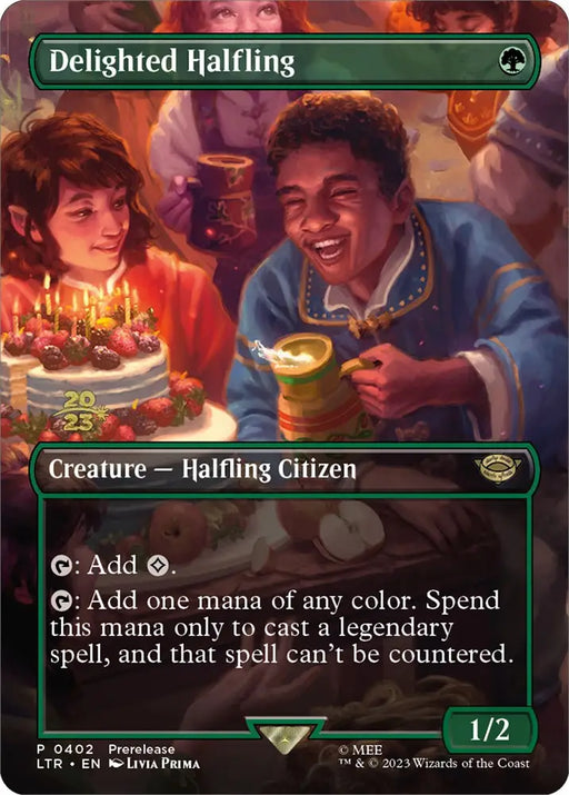 Delighted Halfling (402) [The Lord of the Rings: Tales of Middle-Earth Prerelease Promos] - MTG Single