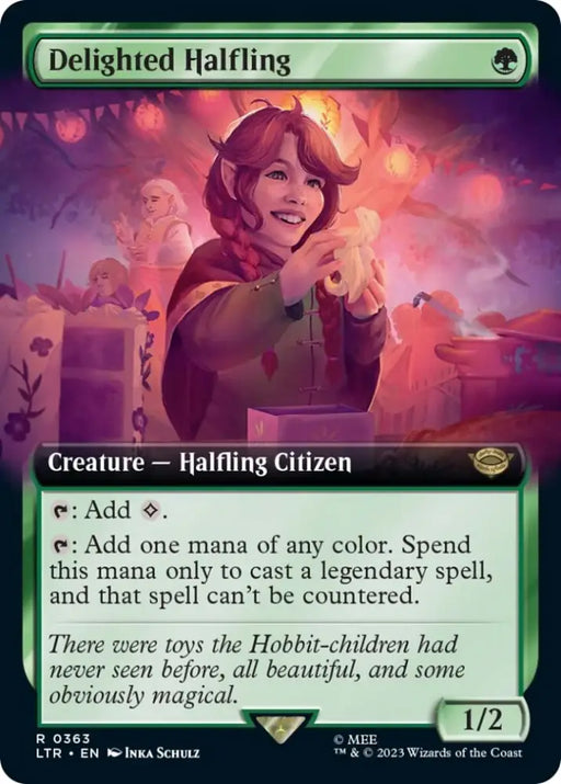 Delighted Halfling (Extended Art) [The Lord of the Rings: Tales of Middle-Earth] - MTG Single