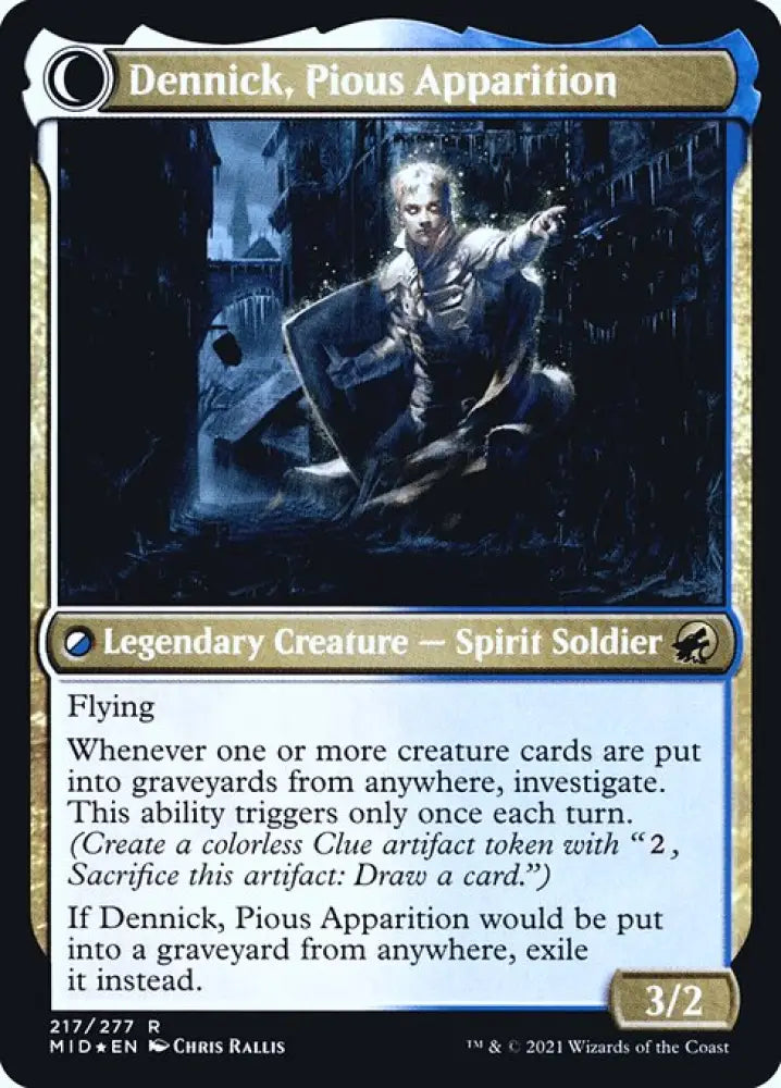 Dennick, Pious Apprentice (217) [Prerelease Cards] Reverse