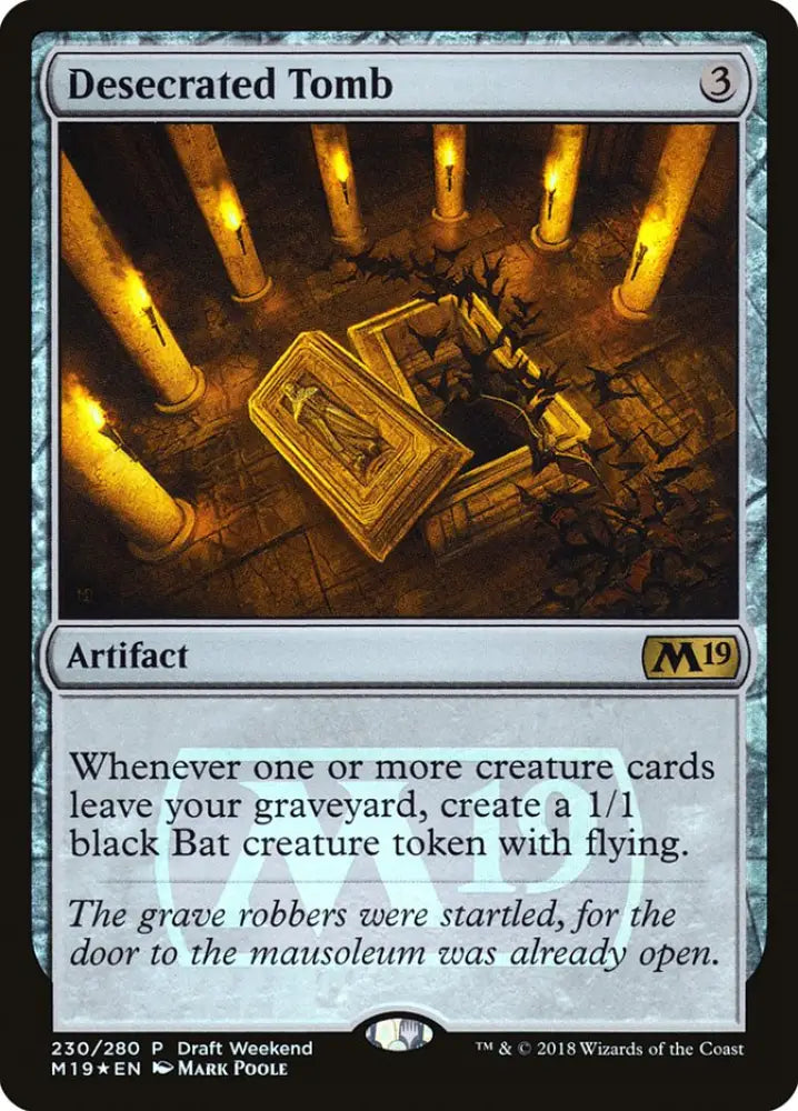 Desecrated Tomb (Draft Weekend) [Core Set 2019 Promos] - MTG Single