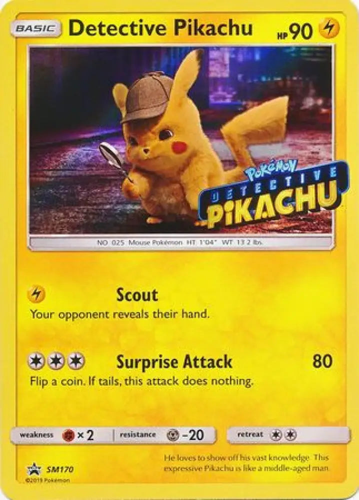 Detective Pikachu (SM170) (Detective Pikachu Stamped) [Sun & Moon: Black Star Promos] - Pokemon Single