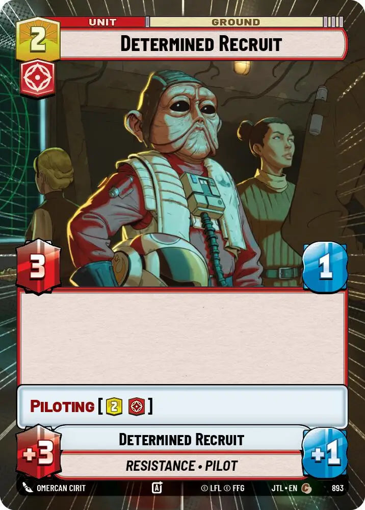 Determined Recruit (Hyperspace Foil) (893) [Jump to Lightspeed] - Star Wars: Unlimited Single