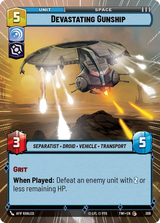 Devastating Gunship (Hyperspace) (309) [Twilight of the Republic] - Star Wars: Unlimited Single