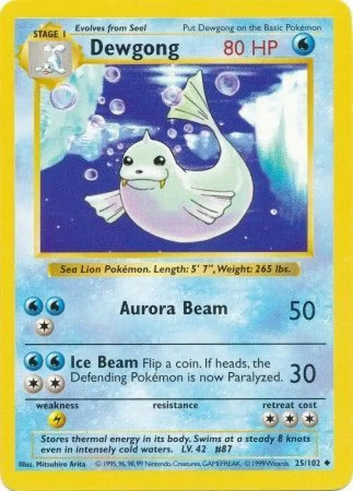 Dewgong (25/102) [Base Set Shadowless Unlimited] - Pokemon Single