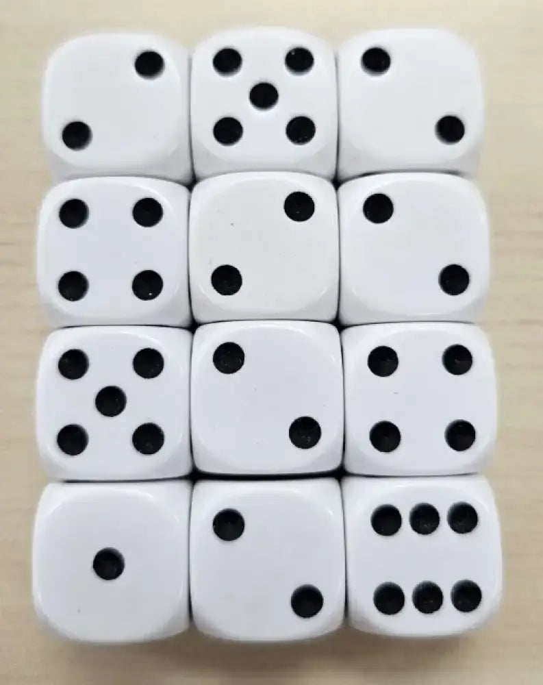 Dice White / Black 12D6 16mm - Accessoire
