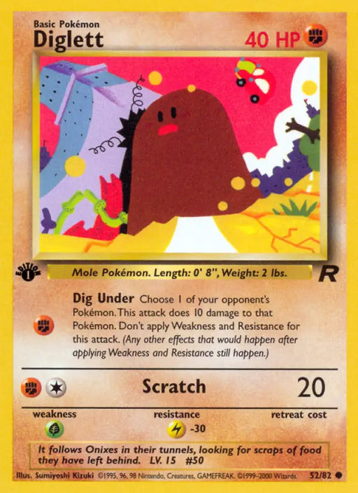 Diglett (52/82) [Team Rocket 1st Edition] - Pokemon Single