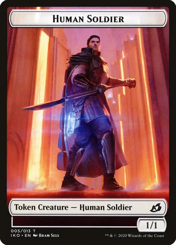 Dinosaur Beast // Human Soldier (005) Double-Sided Token [Ikoria: Lair of Behemoths Tokens] - MTG Single