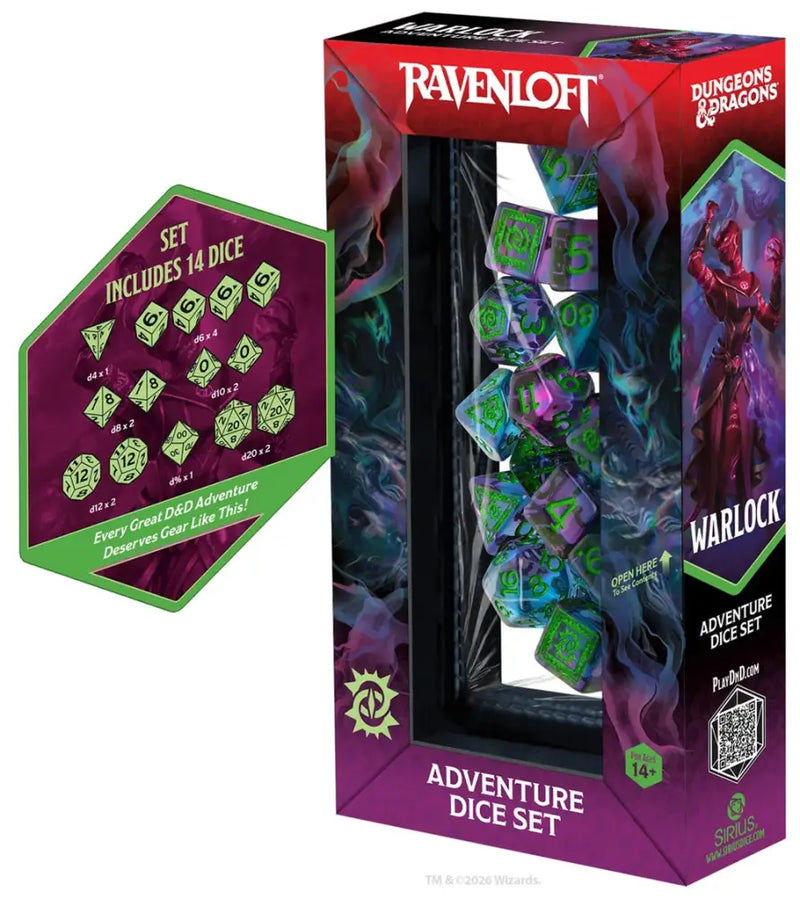 DND Adventure Dice Warlock: Green/Purple - D&D