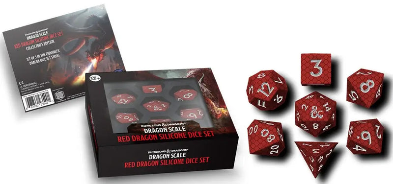 DND Silicone 7 Dice Set Dragon Scale Red - Accessoire