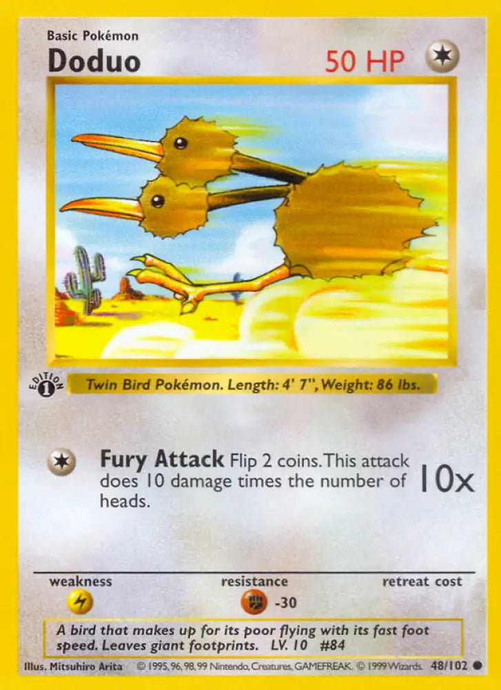 Doduo (48/102) (Shadowless) [Base Set 1st Edition] - Pokemon Single