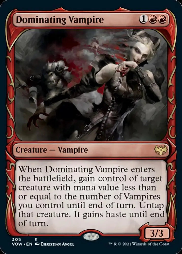 Dominating Vampire (Showcase Fang Frame) [Innistrad: Crimson Vow] - MTG Single
