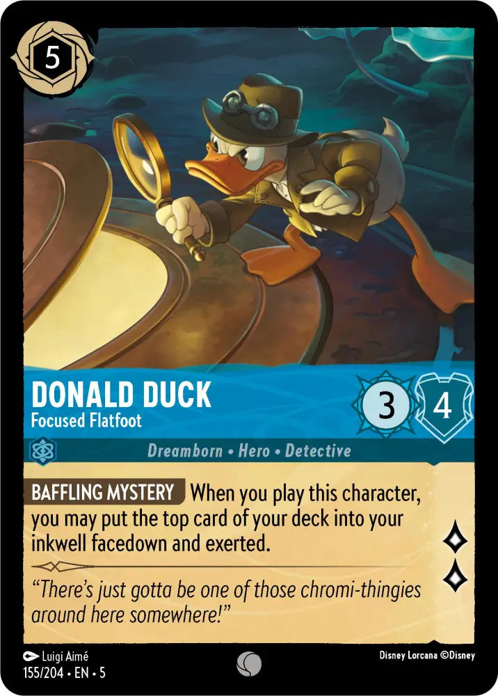 Donald Duck - Focused Flatfoot (155/204) [Shimmering Skies] - Lorcana Single