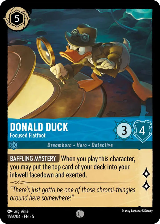 Donald Duck - Focused Flatfoot (155/204) [Shimmering Skies] - Lorcana Single