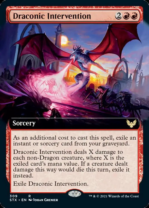 Draconic Intervention (Extended Art) [Strixhaven: School of Mages] - MTG Single