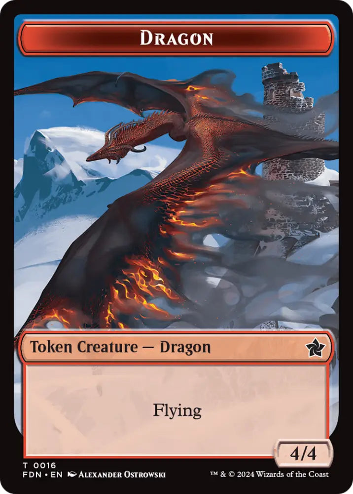 Dragon (0016) // Dragon (0017) Doubled-Sided Token [Foundations Tokens] - MTG Single