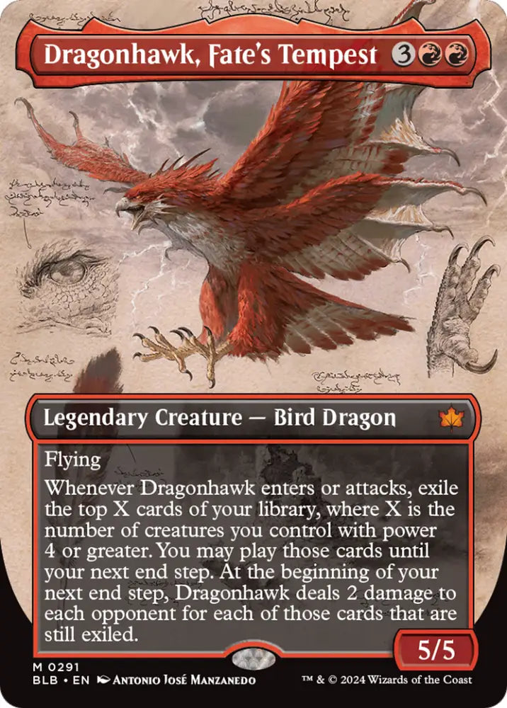 Dragonhawk Fate’s Tempest (Borderless) [Bloomburrow] - MTG Single