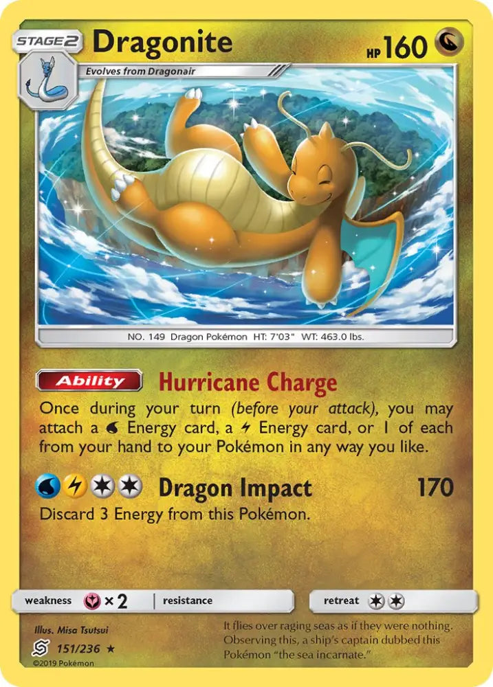 Dragonite (151/236) (Cracked Ice Holo) (Theme Deck Exclusives) [Sun & Moon: Unified Minds] - Pokemon Single