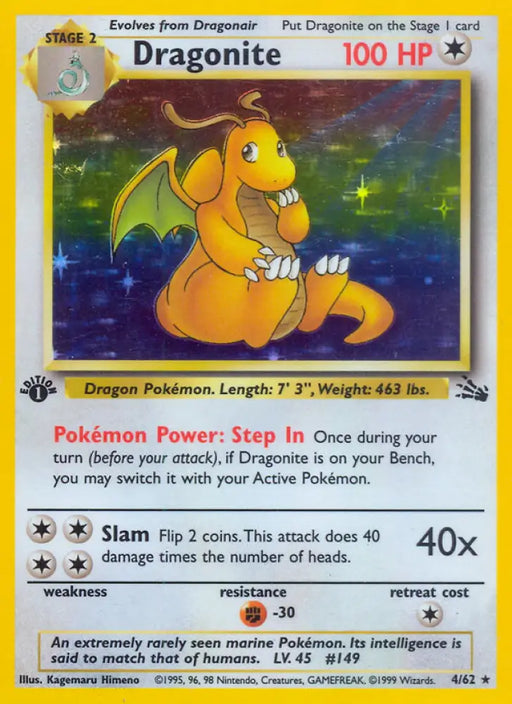 Dragonite (4/62) [Fossil 1st Edition] - Pokemon Single