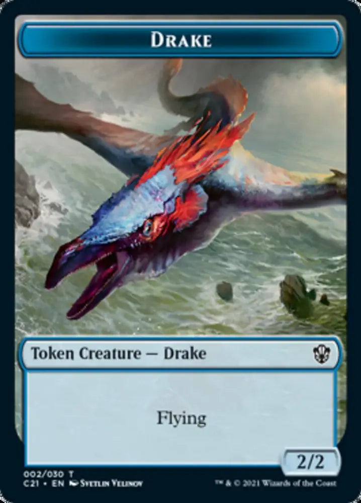 Drake // Elemental (002) Double-Sided Token [Commander 2021 Tokens] - MTG Single