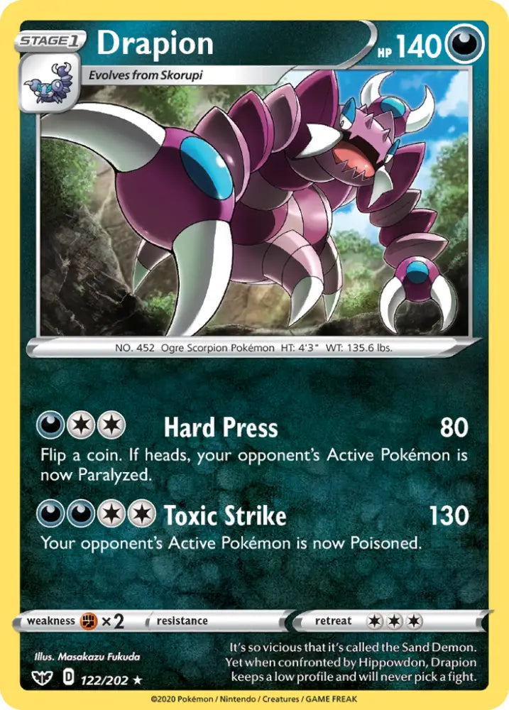 Drapion (122/202) [Sword & Shield: Base Set] - Pokemon Single