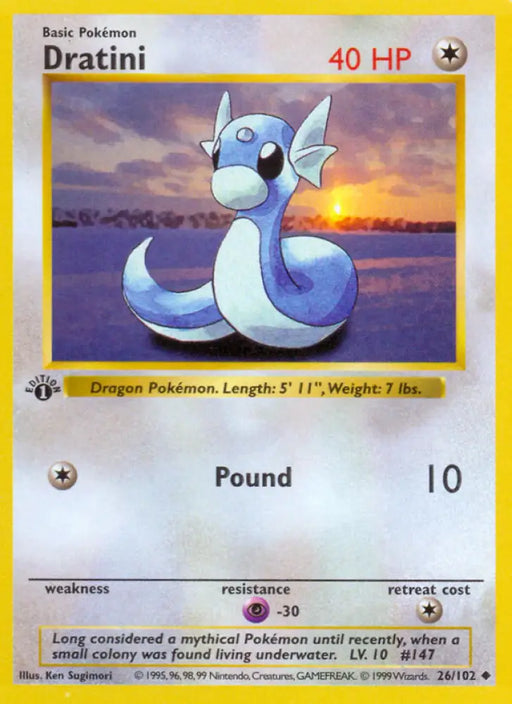 Dratini (26/102) (Shadowless) [Base Set 1st Edition] - Pokemon Single