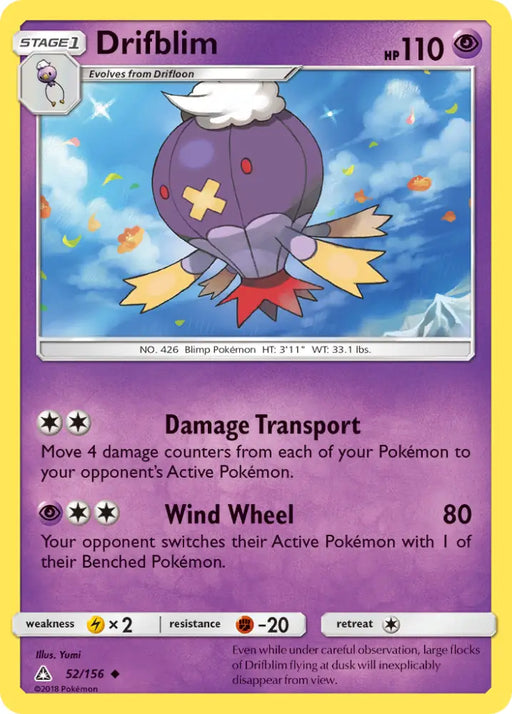 Drifblim (52/156) [Sun & Moon: Ultra Prism] - Pokemon Single