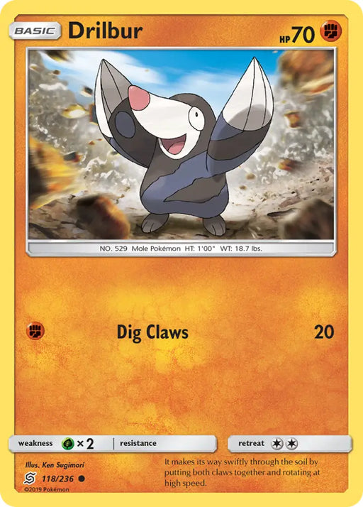 Drilbur (118/236) [Sun & Moon: Unified Minds] - Pokemon Single