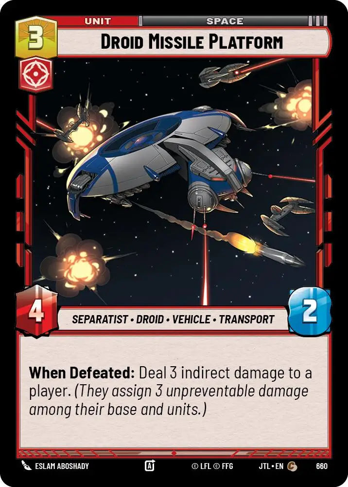 Droid Missile Platform (Foil) (660) [Jump to Lightspeed] - Star Wars: Unlimited Single