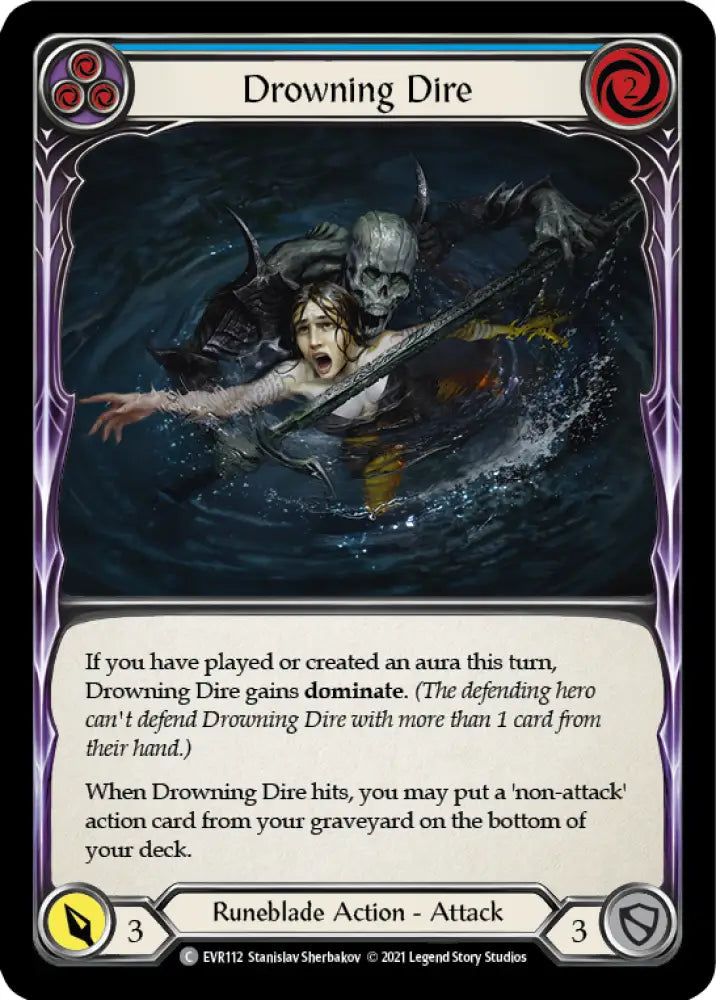Drowning Dire (Blue) [Everfest] 1st Edition Normal - Flesh And Blood Single