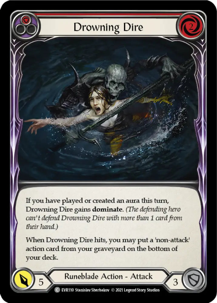 Drowning Dire (Red) [Everfest] 1st Edition Normal - Flesh And Blood Single