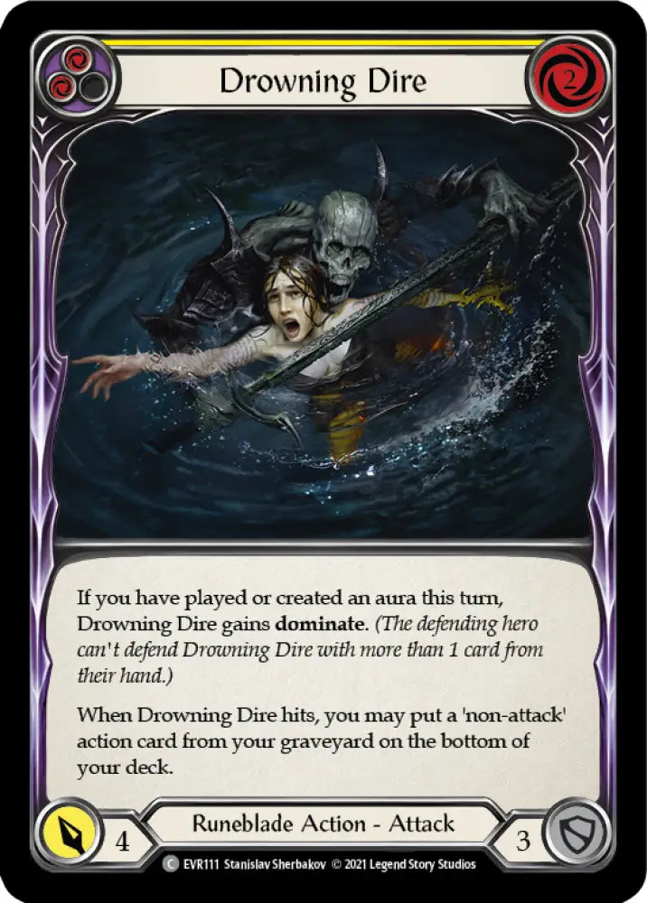 Drowning Dire (Yellow) [Everfest] 1st Edition Rainbow Foil - Flesh And Blood Single
