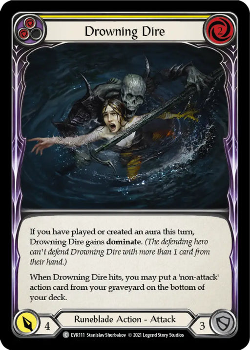 Drowning Dire (Yellow) [Everfest] 1st Edition Rainbow Foil - Flesh And Blood Single