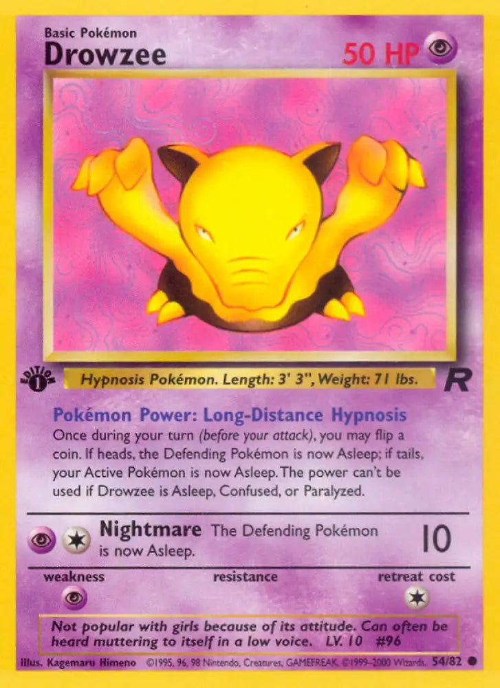 Drowzee (54/82) [Team Rocket 1st Edition] - Pokemon Single