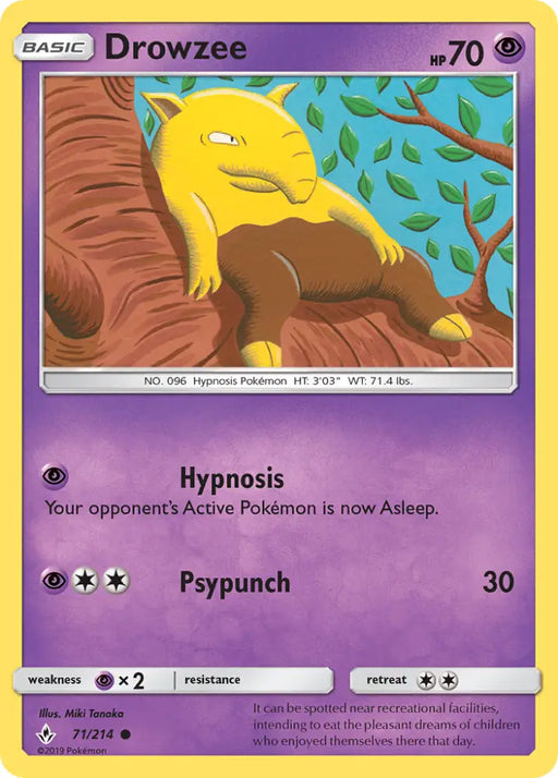 Drowzee (71/214) [Sun & Moon: Unbroken Bonds] - Pokemon Single