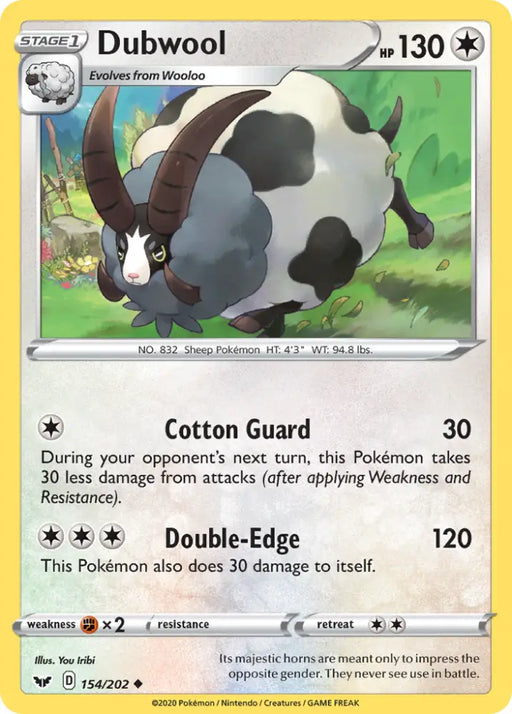 Dubwool (154/202) [Sword & Shield: Base Set] - Pokemon Single