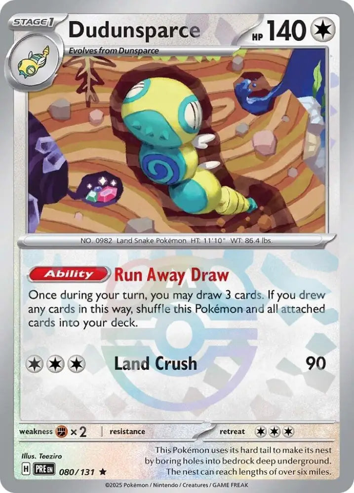 Dudunsparce (080/131) (Master Ball Pattern) [Scarlet & Violet: Prismatic Evolutions] - Pokemon Single