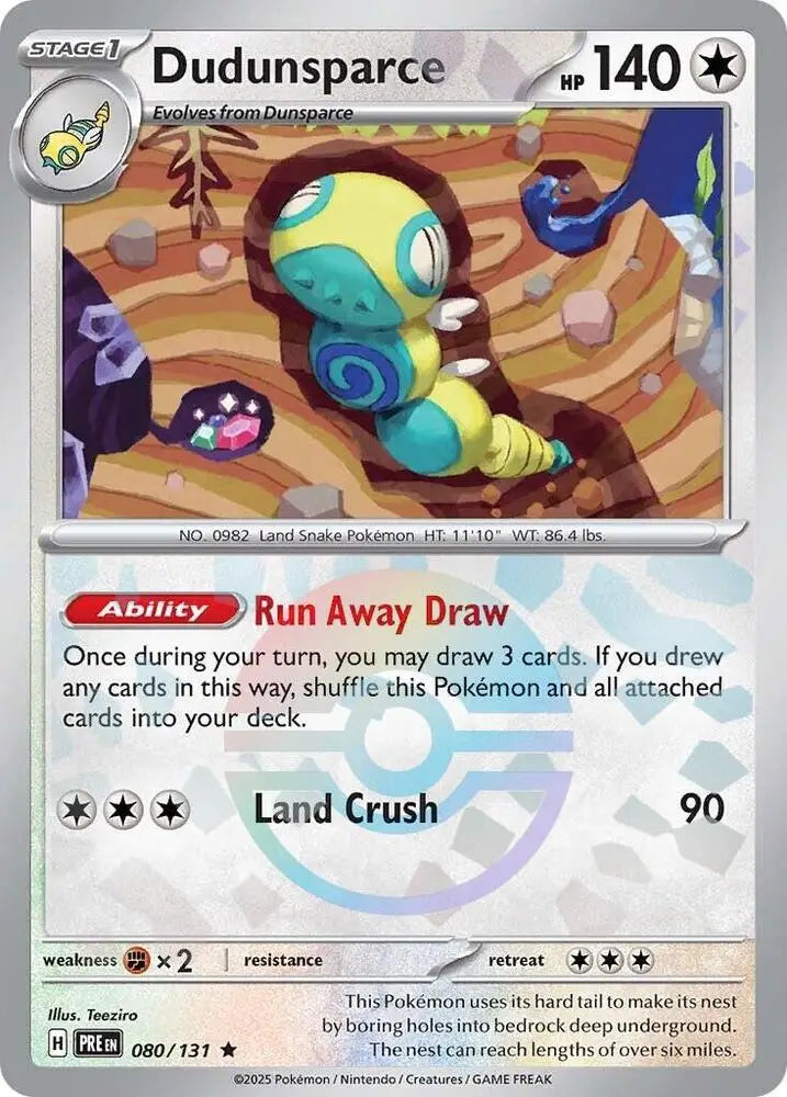 Dudunsparce (080/131) (Poke Ball Pattern) [Scarlet & Violet: Prismatic Evolutions] - Pokemon Single